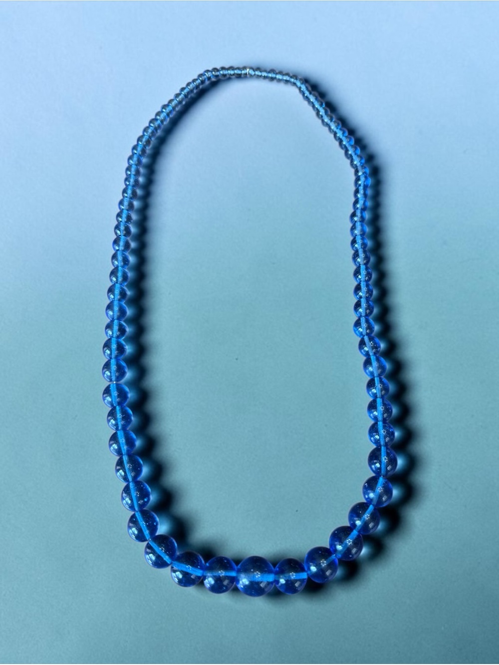 Vtg Estate Art Glass Graduated Bead Necklace 35" HEAVY 174g Continuous